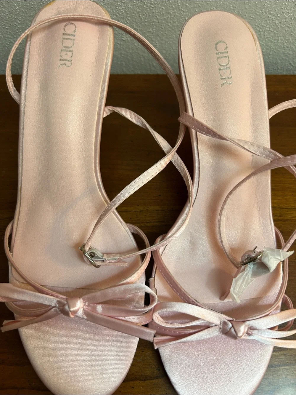 Cider Pink Satin Strappy Bow Heels